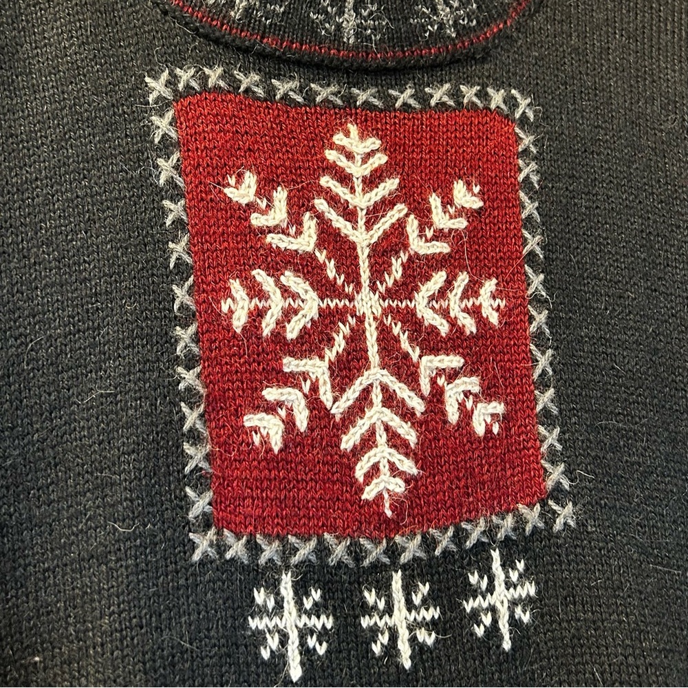 Alpaca Imports Snowflake Crewneck Sweater Sz Small Navy - Picture 2 of 6